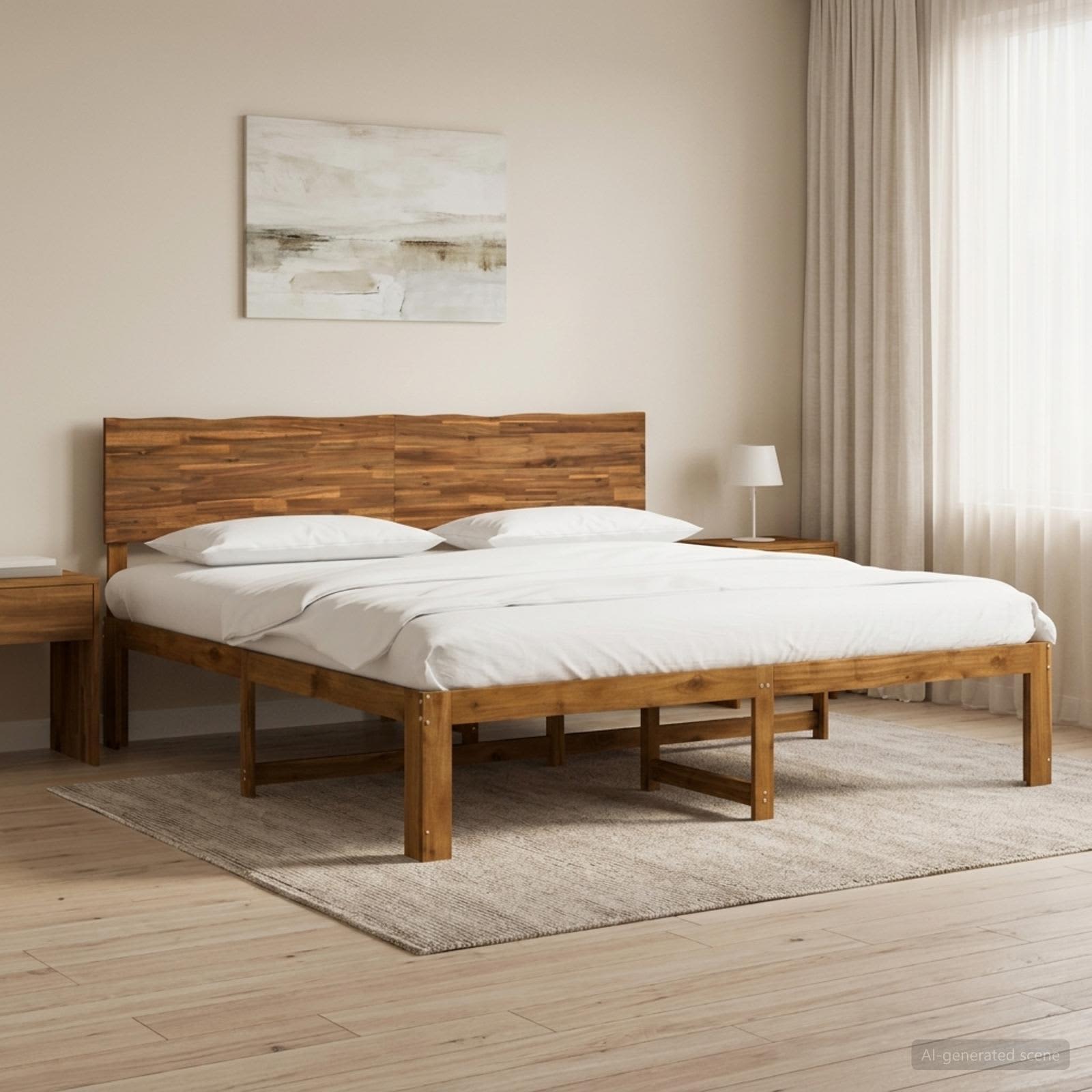 Tweepersoonsbed met hoofdeinde ROSTOCK Naturel 193 x 203 cm
