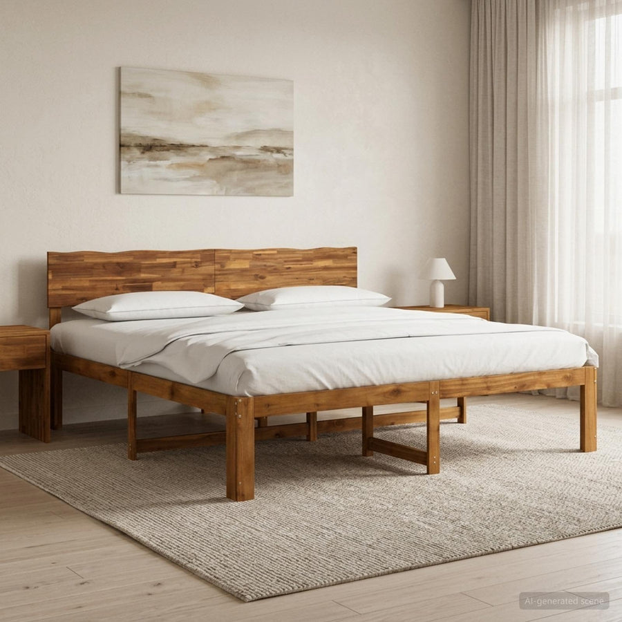 Tweepersoonsbed met hoofdeinde ROSTOCK Naturel 193 x 203 cm