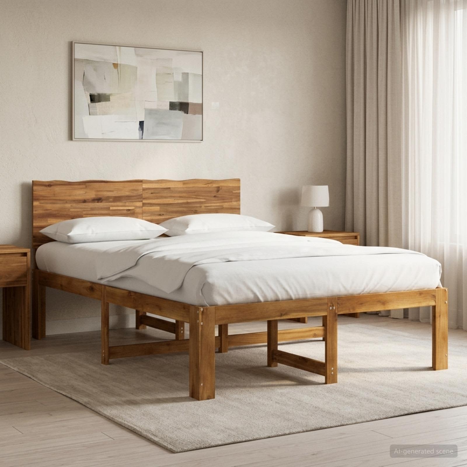 Tweepersoonsbed met hoofdeinde ROSTOCK Naturel 152 x 203 cm