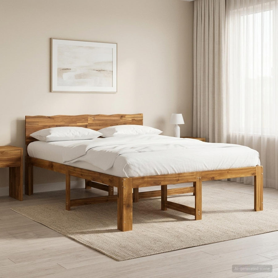 Tweepersoonsbed met hoofdeinde ROSTOCK Naturel 152 x 203 cm