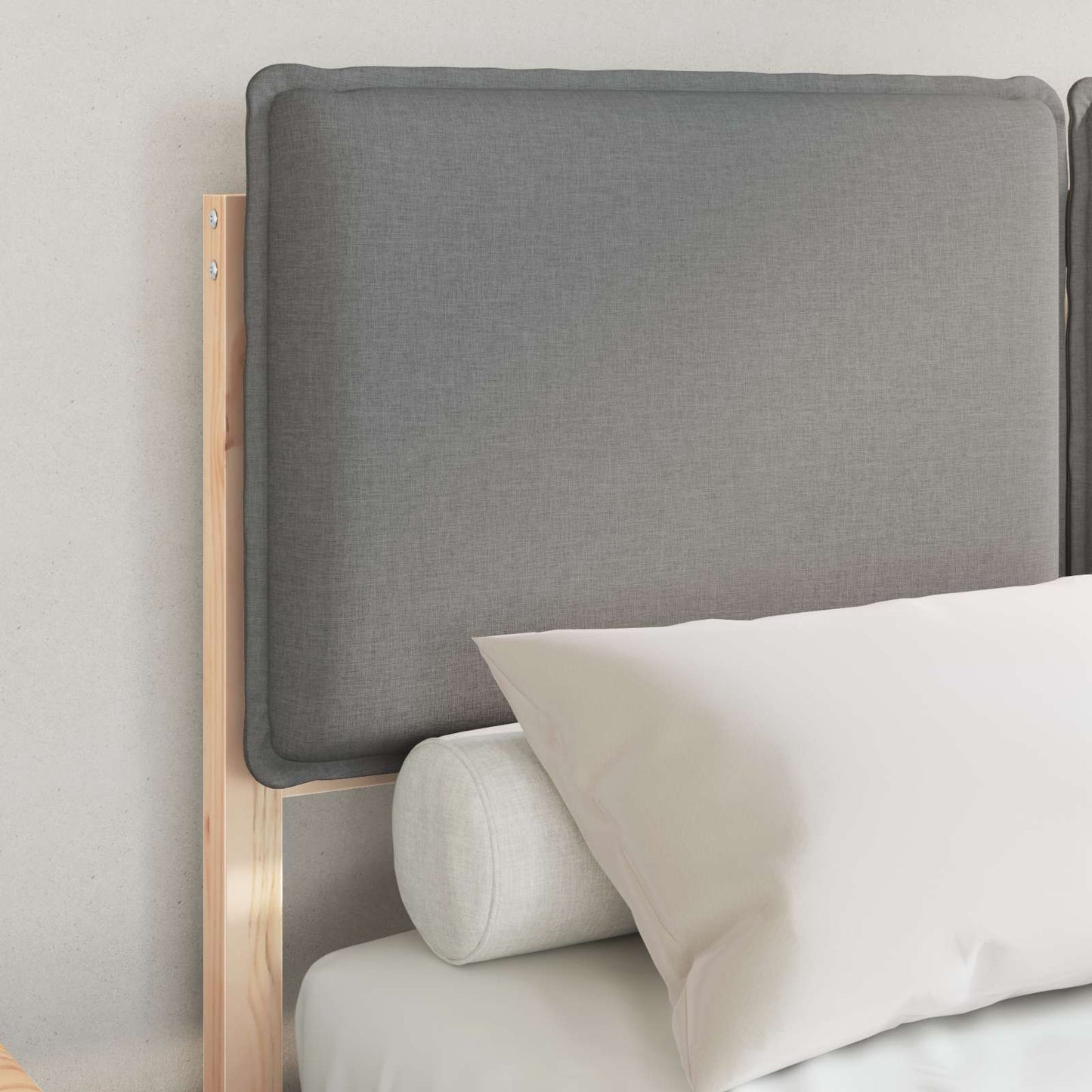 Bedframe Met Gevoerd Hoofdgedeelte 120 x 200 cm Natuurlijk en lichtgrijs