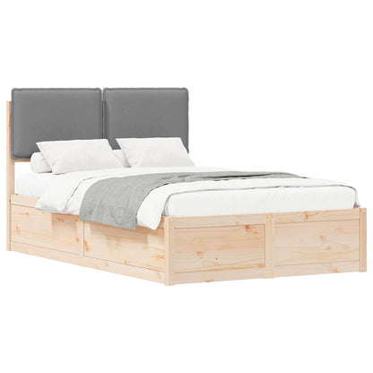 Bedframe Met Gevoerd Hoofdgedeelte 120 x 200 cm Natuurlijk en lichtgrijs