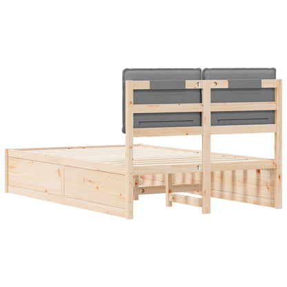 Bedframe Met Gevoerd Hoofdgedeelte 120 x 200 cm Natuurlijk en lichtgrijs