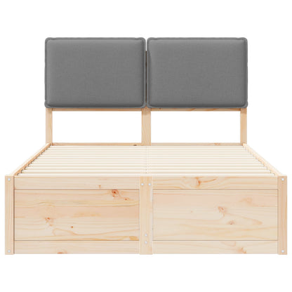 Bedframe Met Gevoerd Hoofdgedeelte 120 x 200 cm Natuurlijk en lichtgrijs