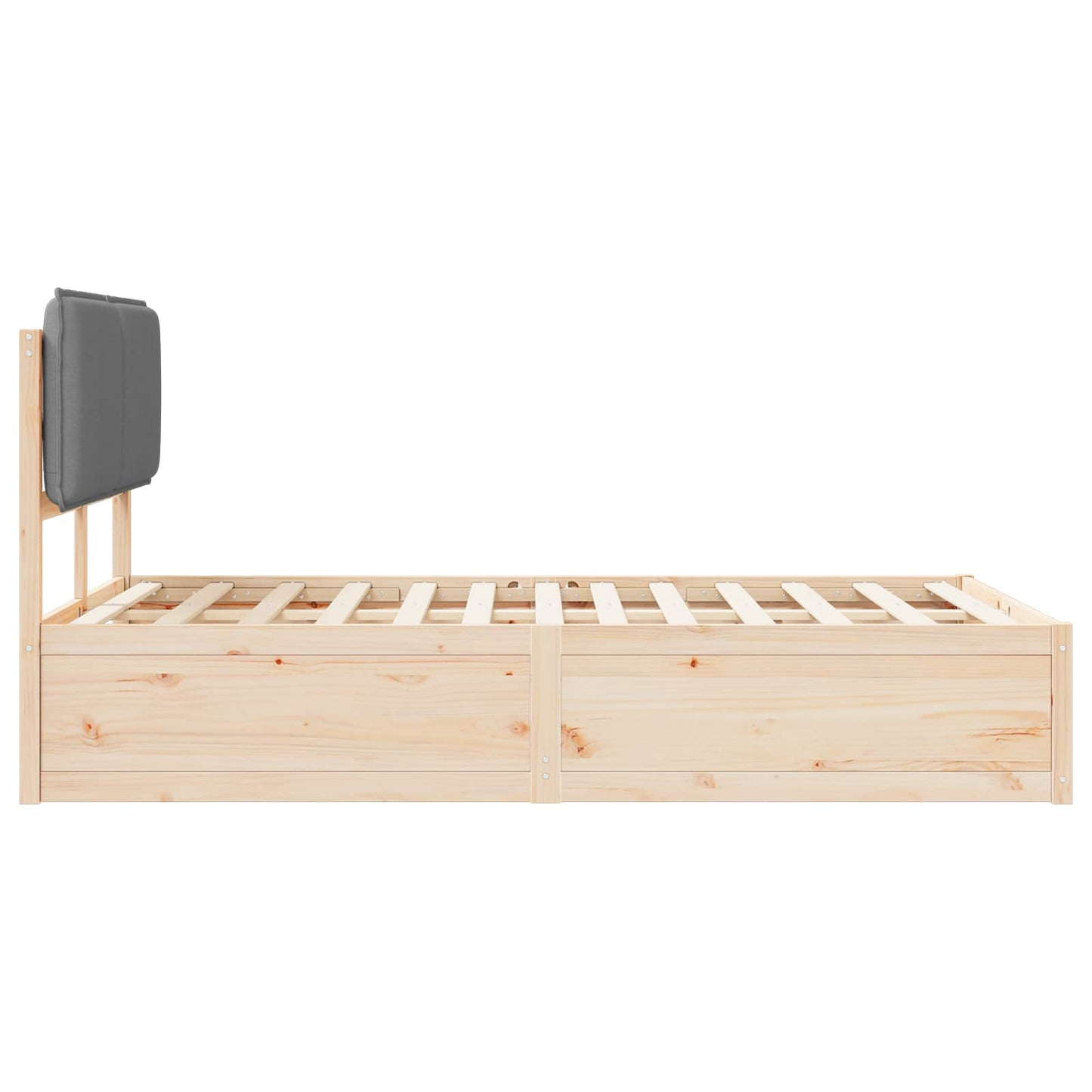 Bedframe Met Gevoerd Hoofdgedeelte 120 x 200 cm Natuurlijk en lichtgrijs