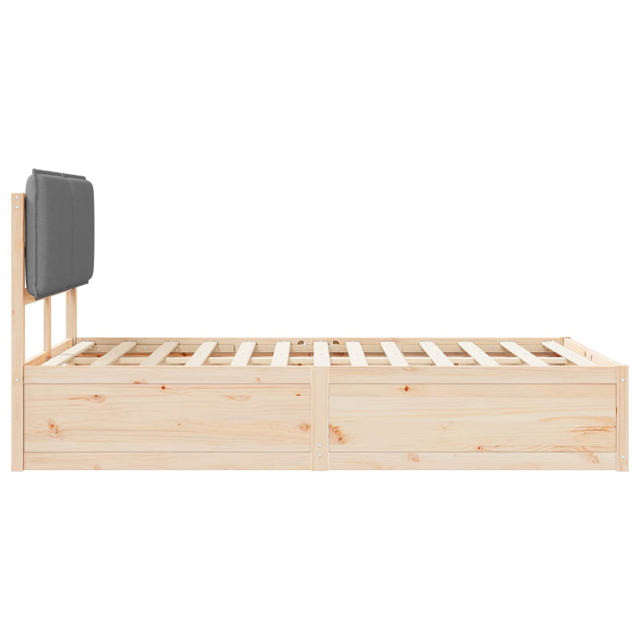 Bedframe Met Gevoerd Hoofdgedeelte 120 x 200 cm Natuurlijk en lichtgrijs