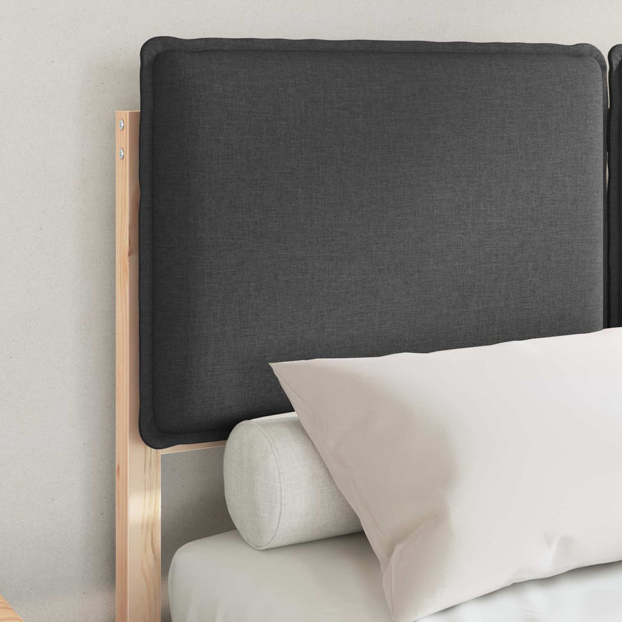 Bedframe Met Gevoerd Hoofdgedeelte 120 x 200 cm Natuurlijk en donkergrijs