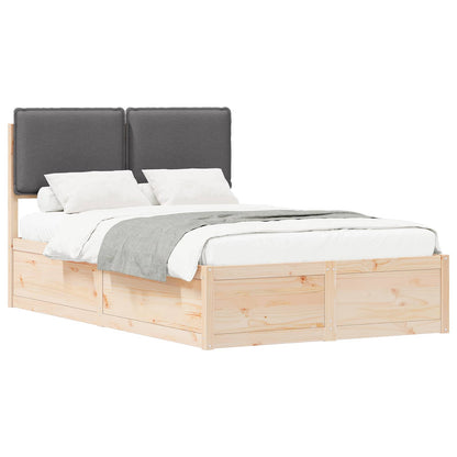 Bedframe Met Gevoerd Hoofdgedeelte 120 x 200 cm Natuurlijk en donkergrijs