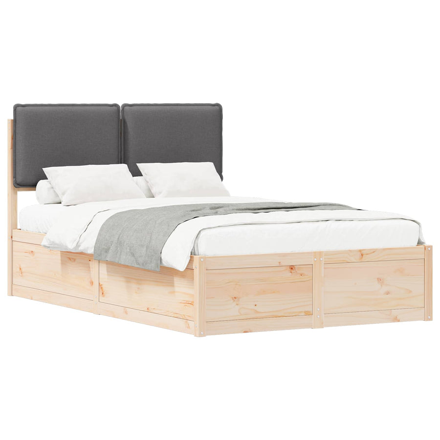 Bedframe Met Gevoerd Hoofdgedeelte 120 x 200 cm Natuurlijk en donkergrijs