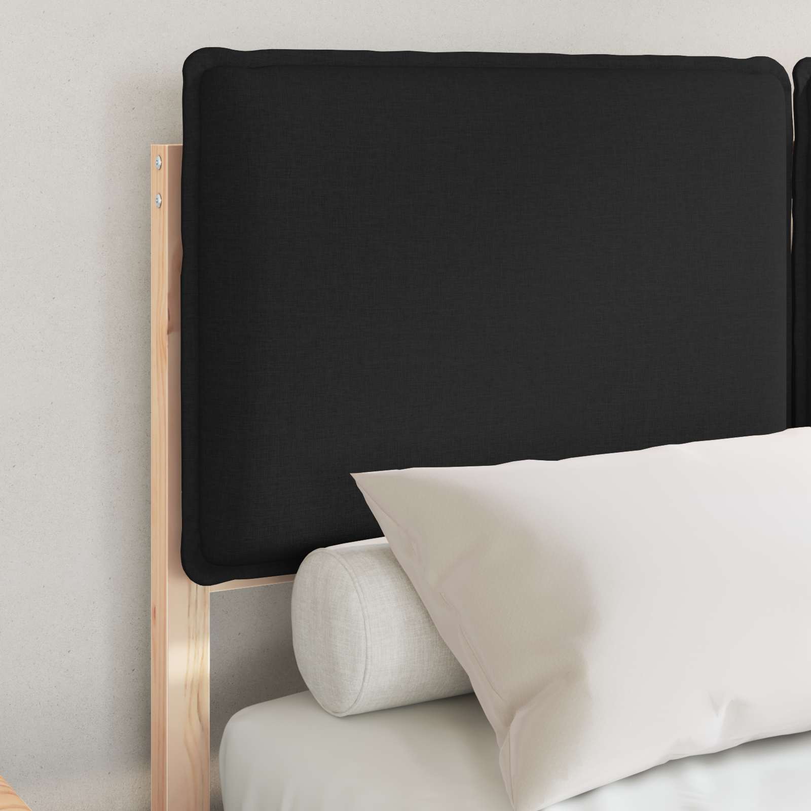 Bedframe Met Gevoerd Hoofdgedeelte 120 x 200 cm Naturel en zwart