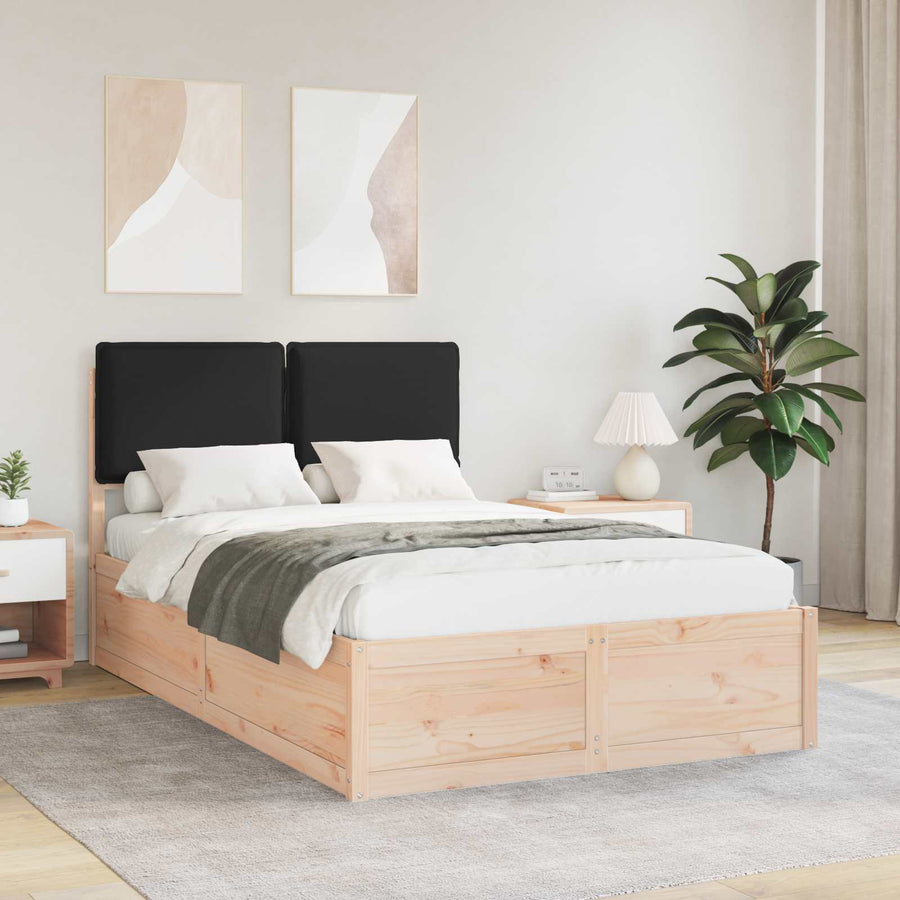 Bedframe Met Gevoerd Hoofdgedeelte 120 x 200 cm Naturel en zwart