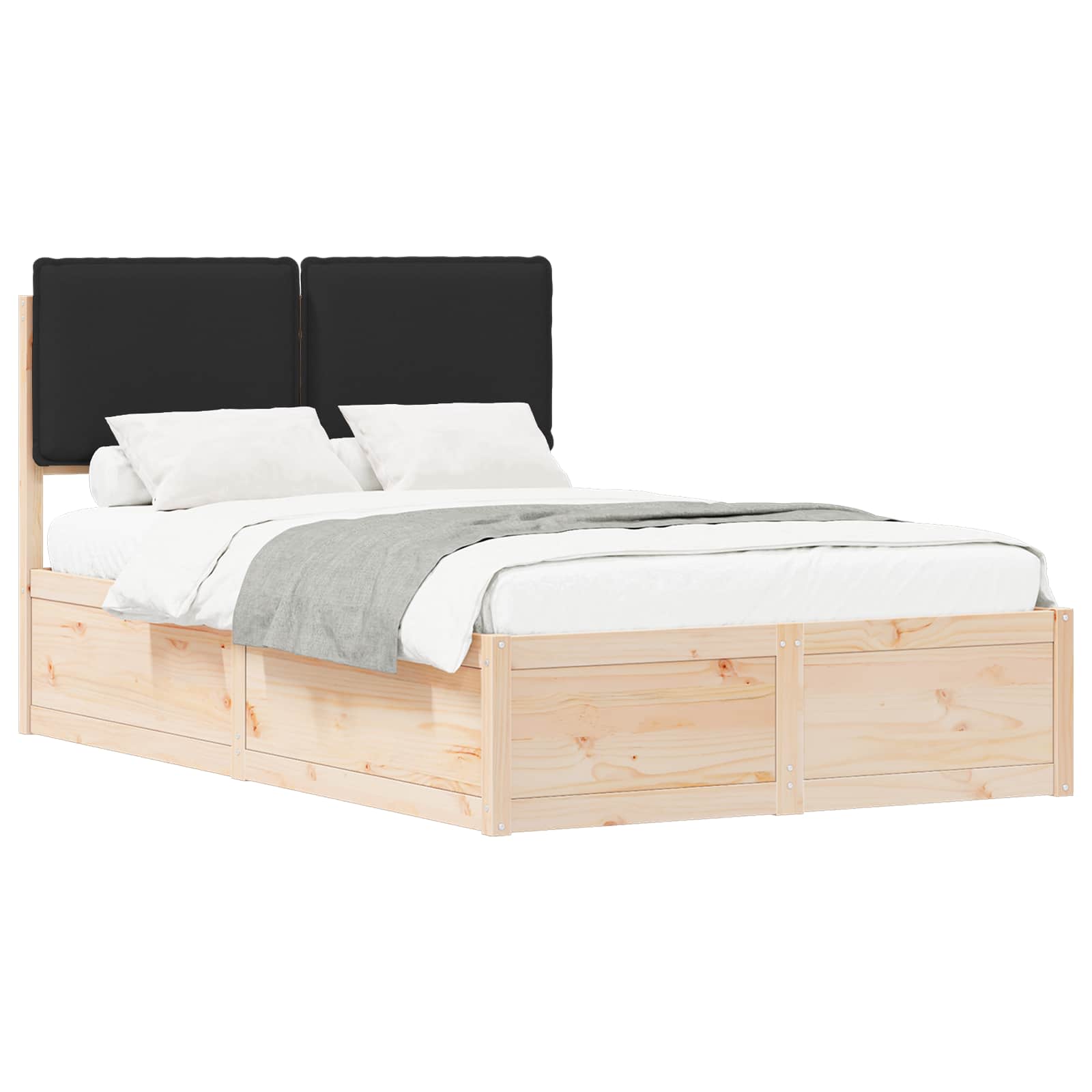 Bedframe Met Gevoerd Hoofdgedeelte 120 x 200 cm Naturel en zwart