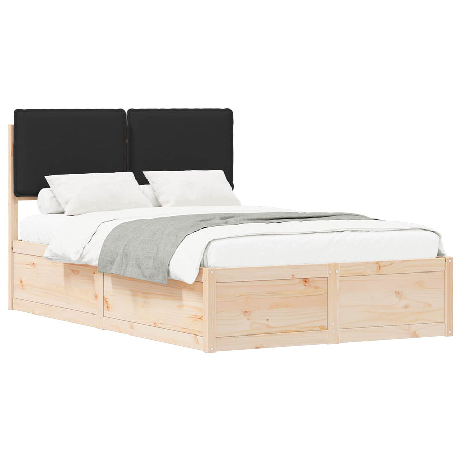Bedframe Met Gevoerd Hoofdgedeelte 120 x 200 cm Naturel en zwart