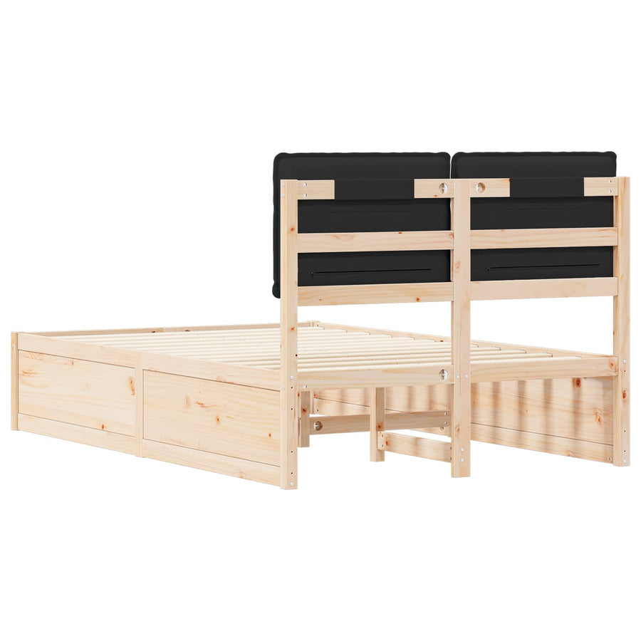 Bedframe Met Gevoerd Hoofdgedeelte 120 x 200 cm Naturel en zwart