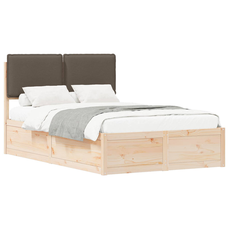 Bedframe Met Gevoerd Hoofdgedeelte 120 x 200 cm Natuurlijk en taupe
