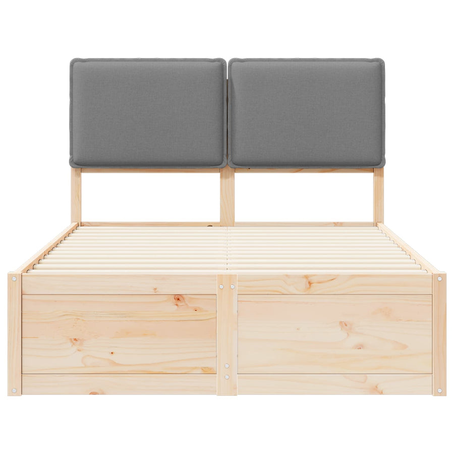 Bedframe Met Gevoerd Hoofdgedeelte 120 x 190 cm Natuurlijk en lichtgrijs