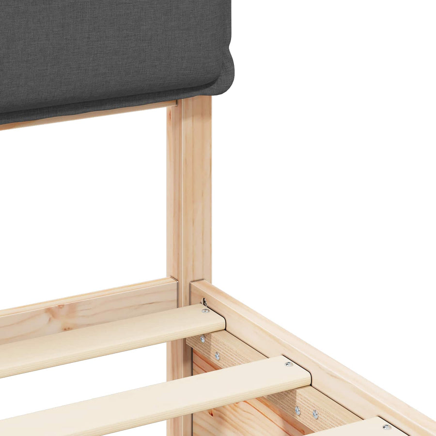Bedframe Met Gevoerd Hoofdgedeelte 120 x 190 cm Natuurlijk en donkergrijs