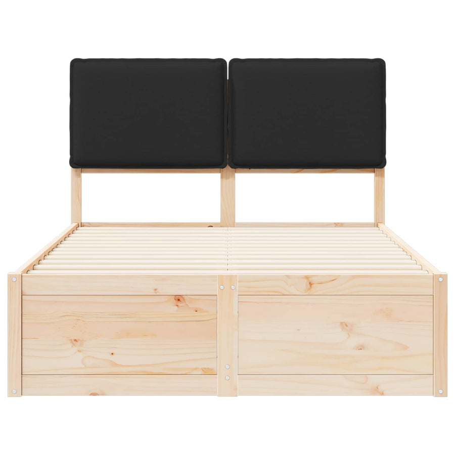 Bedframe Met Gevoerd Hoofdgedeelte 120 x 190 cm Naturel en zwart