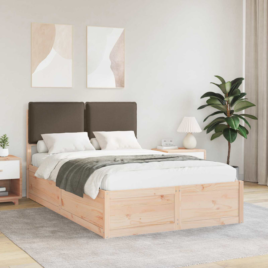 Bedframe Met Gevoerd Hoofdgedeelte 120 x 190 cm Natuurlijk en taupe