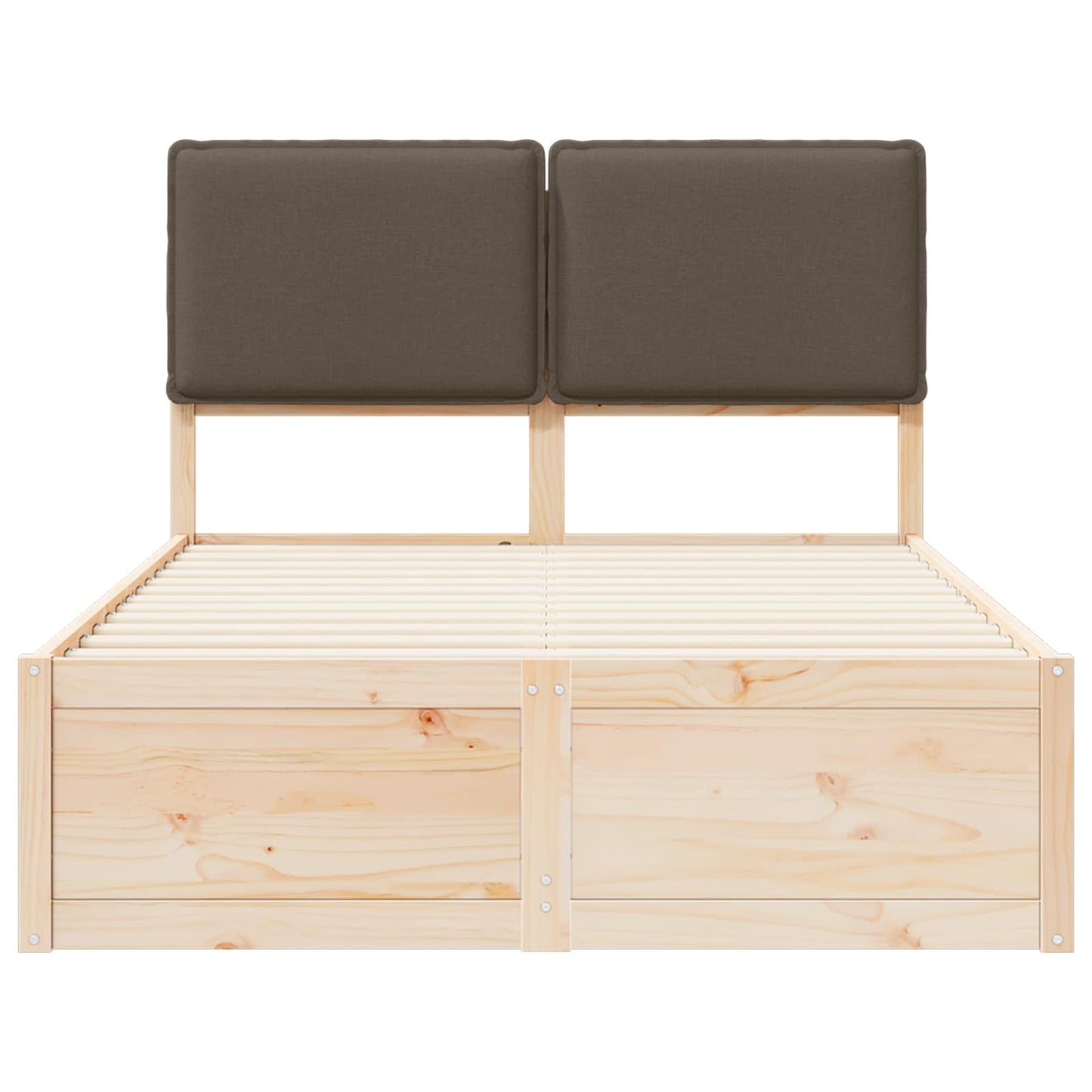 Bedframe Met Gevoerd Hoofdgedeelte 120 x 190 cm Natuurlijk en taupe