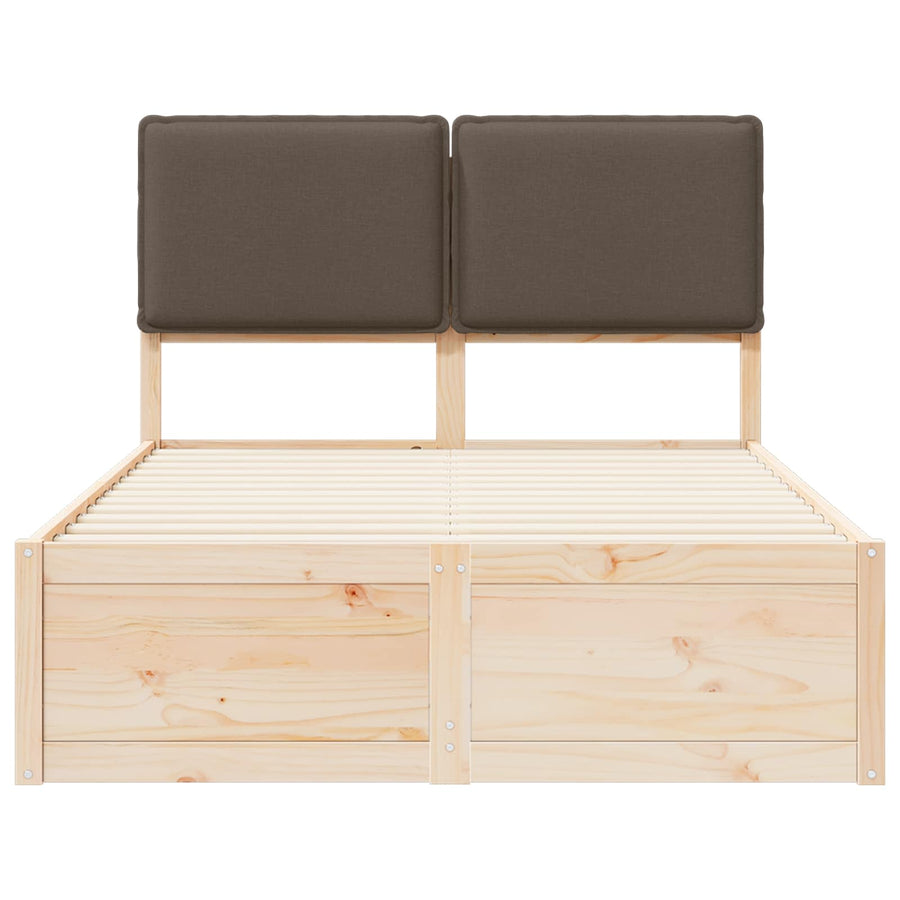 Bedframe Met Gevoerd Hoofdgedeelte 120 x 190 cm Natuurlijk en taupe