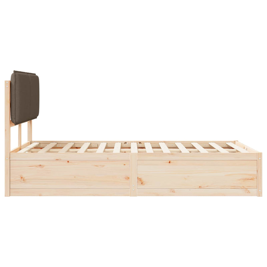 Bedframe Met Gevoerd Hoofdgedeelte 120 x 190 cm Natuurlijk en taupe