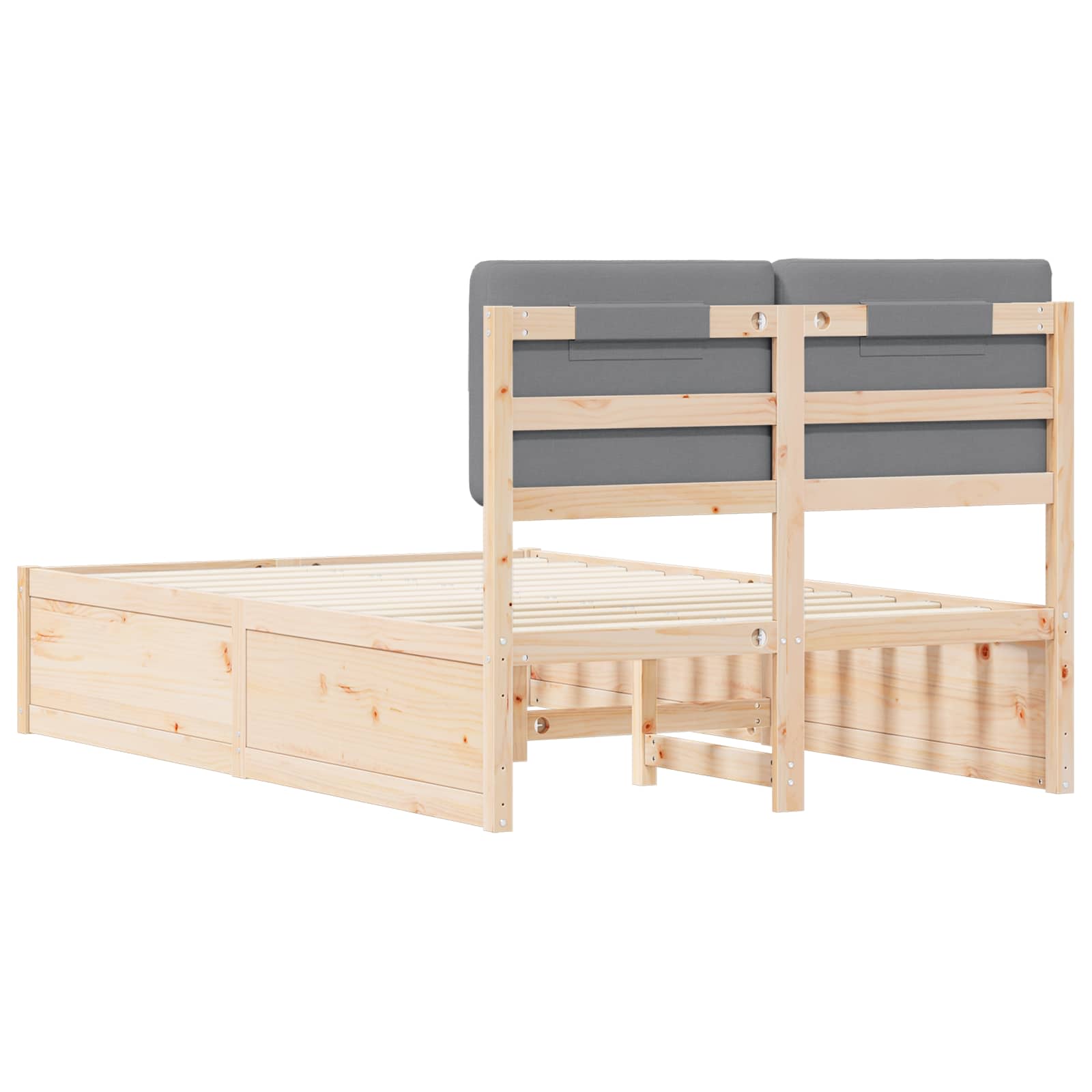 Bedframe Met Gevoerd Hoofdgedeelte 120 x 200 cm Natuurlijk en lichtgrijs