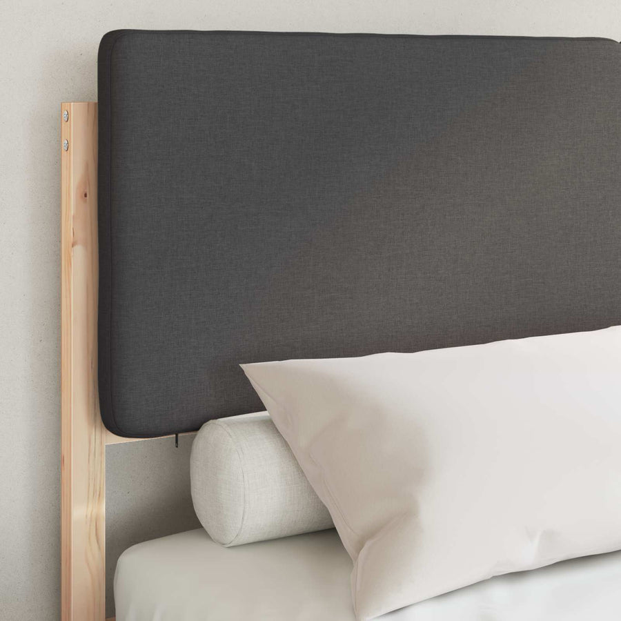 Bedframe Met Gevoerd Hoofdgedeelte 120 x 200 cm Natuurlijk en donkergrijs