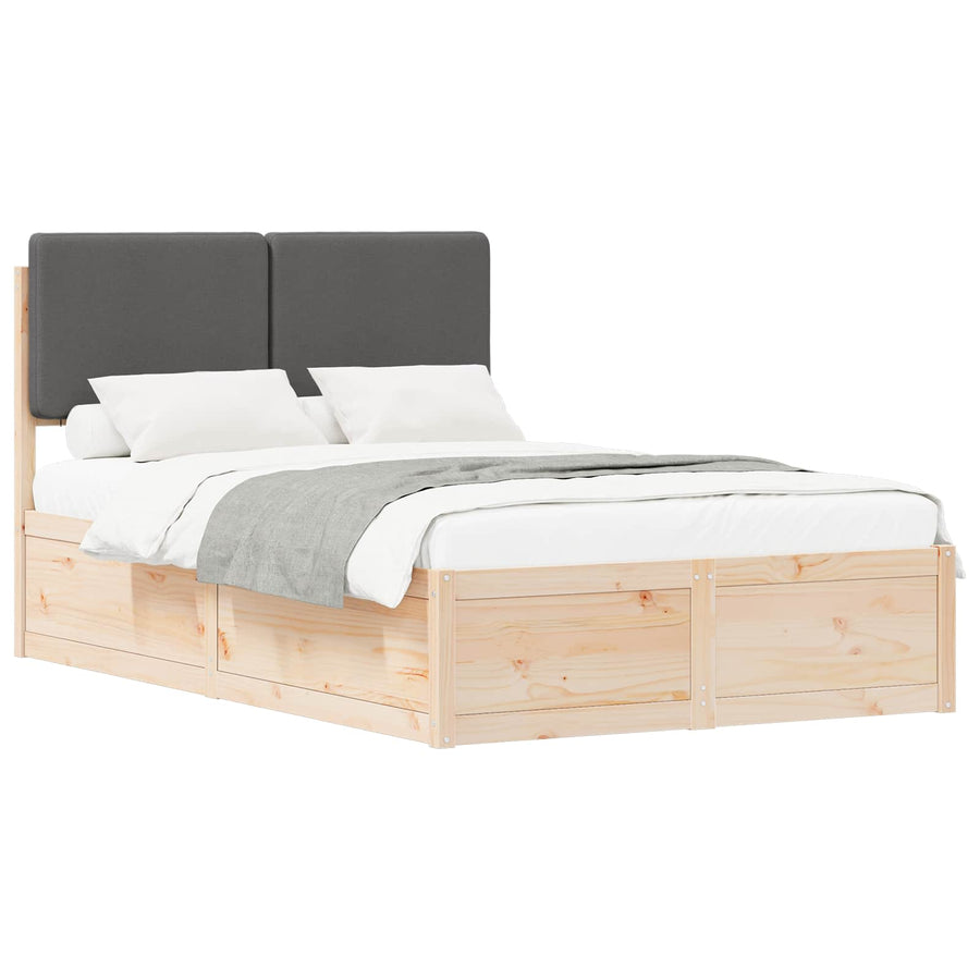 Bedframe Met Gevoerd Hoofdgedeelte 120 x 200 cm Natuurlijk en donkergrijs
