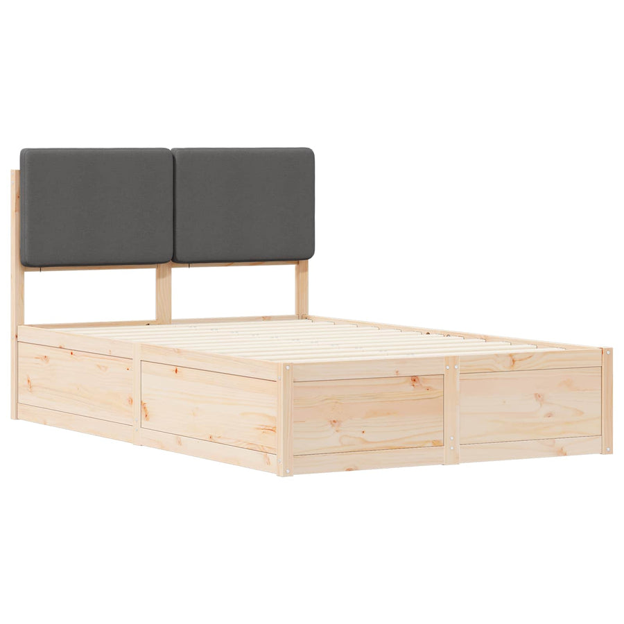 Bedframe Met Gevoerd Hoofdgedeelte 120 x 200 cm Natuurlijk en donkergrijs