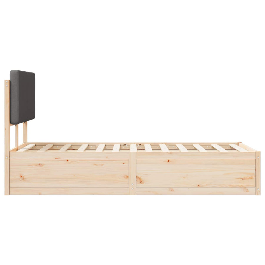 Bedframe Met Gevoerd Hoofdgedeelte 120 x 200 cm Natuurlijk en donkergrijs