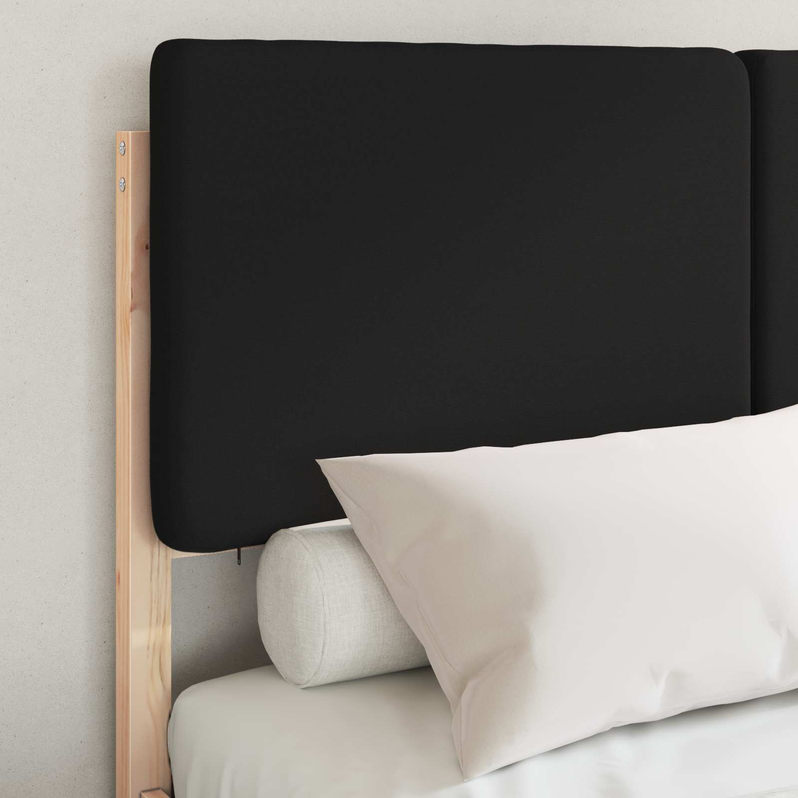 Bedframe Met Gevoerd Hoofdgedeelte 120 x 200 cm Naturel en zwart