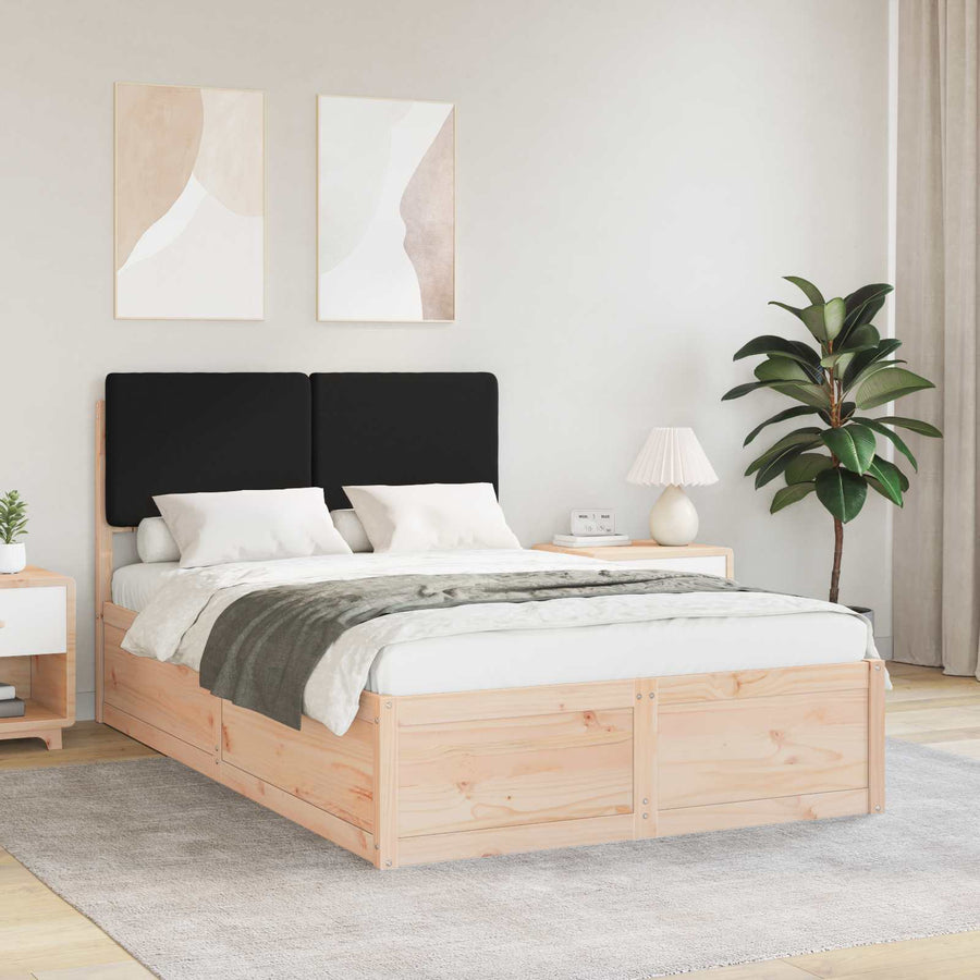 Bedframe Met Gevoerd Hoofdgedeelte 120 x 200 cm Naturel en zwart