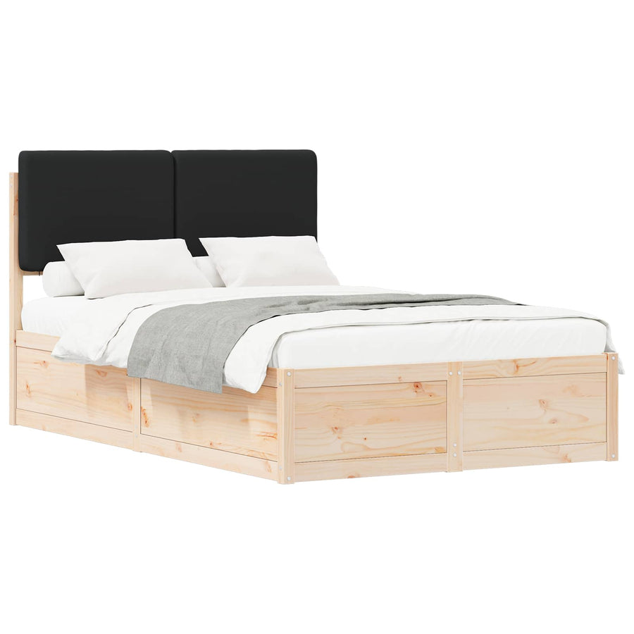Bedframe Met Gevoerd Hoofdgedeelte 120 x 200 cm Naturel en zwart