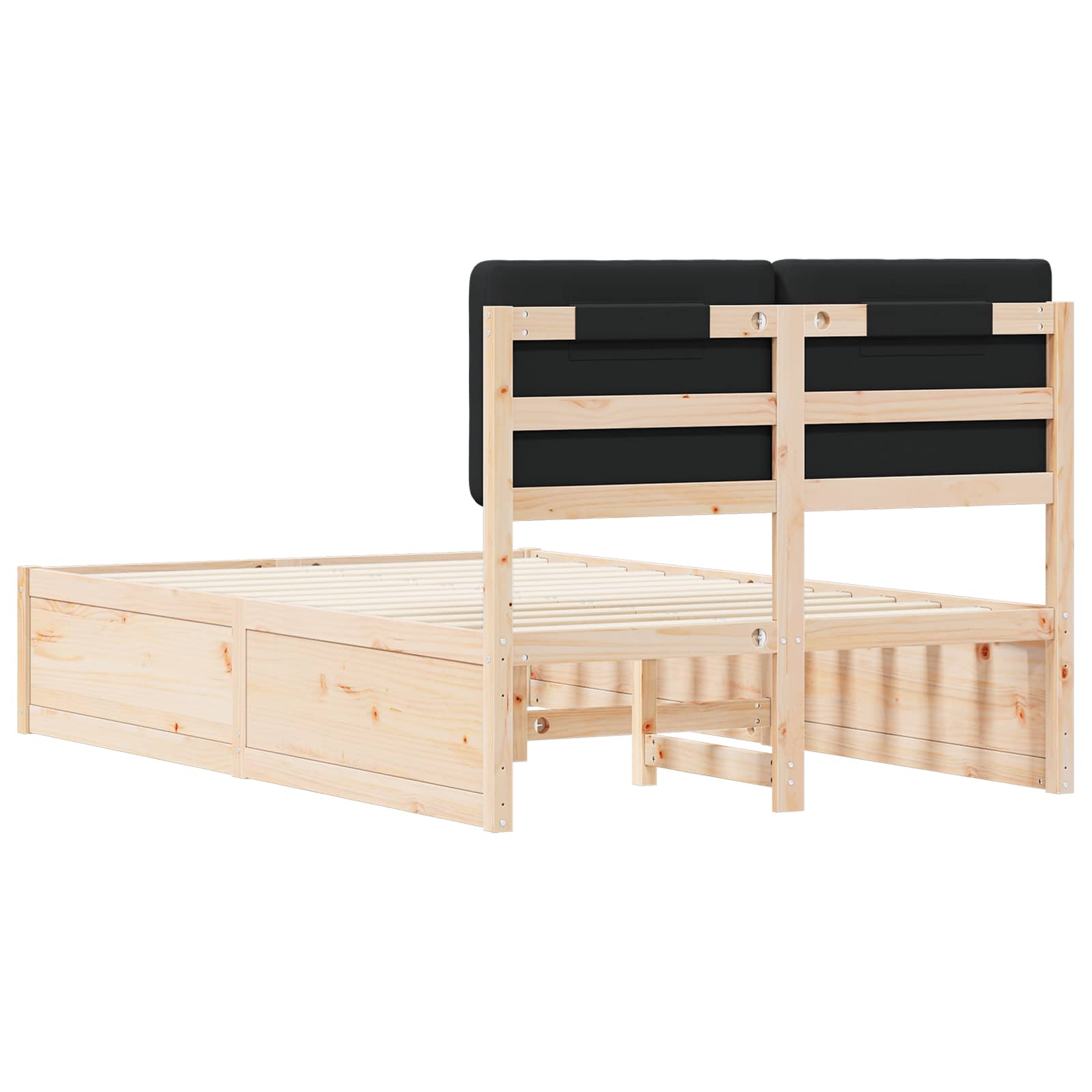Bedframe Met Gevoerd Hoofdgedeelte 120 x 200 cm Naturel en zwart