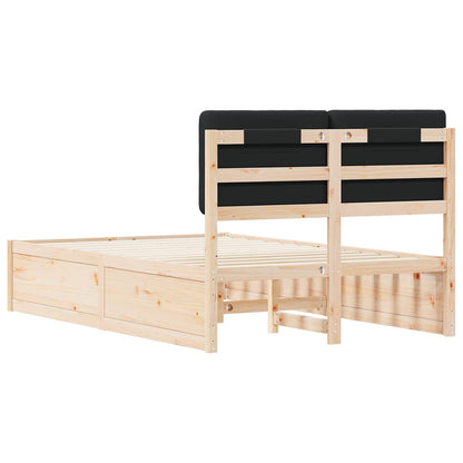 Bedframe Met Gevoerd Hoofdgedeelte 120 x 200 cm Naturel en zwart