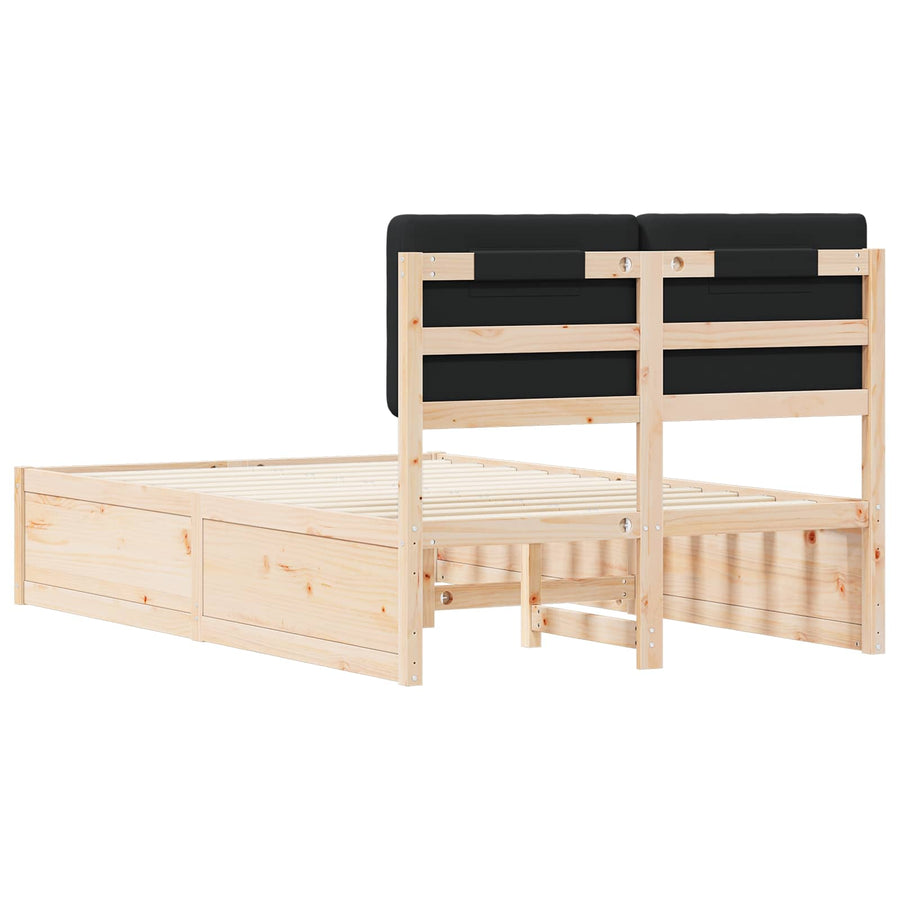 Bedframe Met Gevoerd Hoofdgedeelte 120 x 200 cm Naturel en zwart
