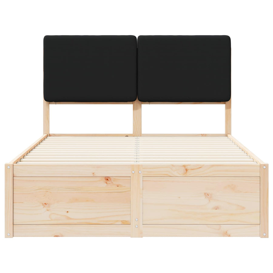 Bedframe Met Gevoerd Hoofdgedeelte 120 x 200 cm Naturel en zwart