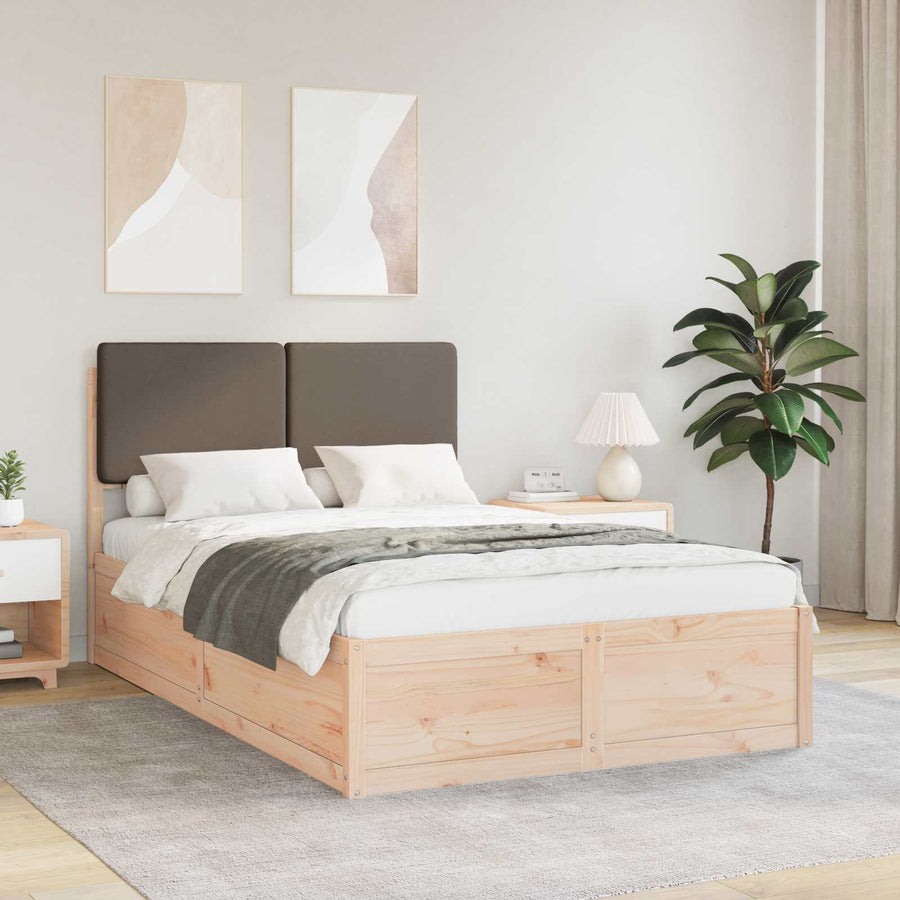 Bedframe Met Gevoerd Hoofdgedeelte 120 x 200 cm Natuurlijk en taupe