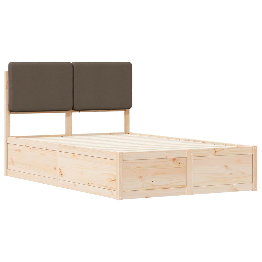Bedframe Met Gevoerd Hoofdgedeelte 120 x 200 cm Natuurlijk en taupe