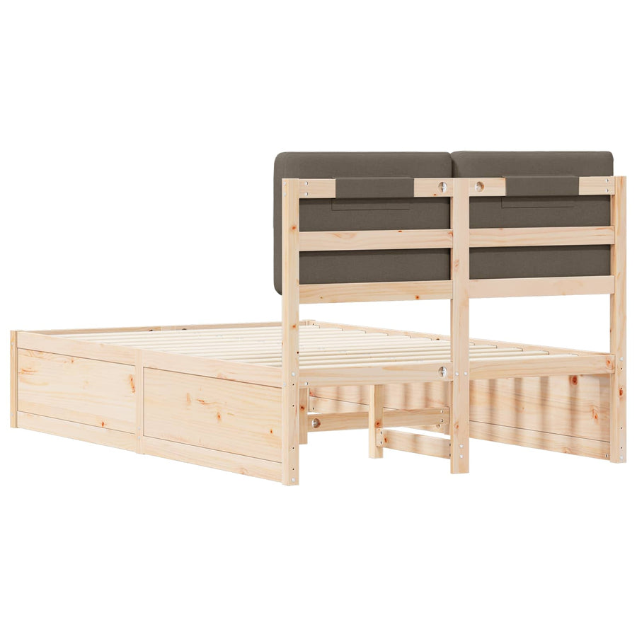 Bedframe Met Gevoerd Hoofdgedeelte 120 x 200 cm Natuurlijk en taupe
