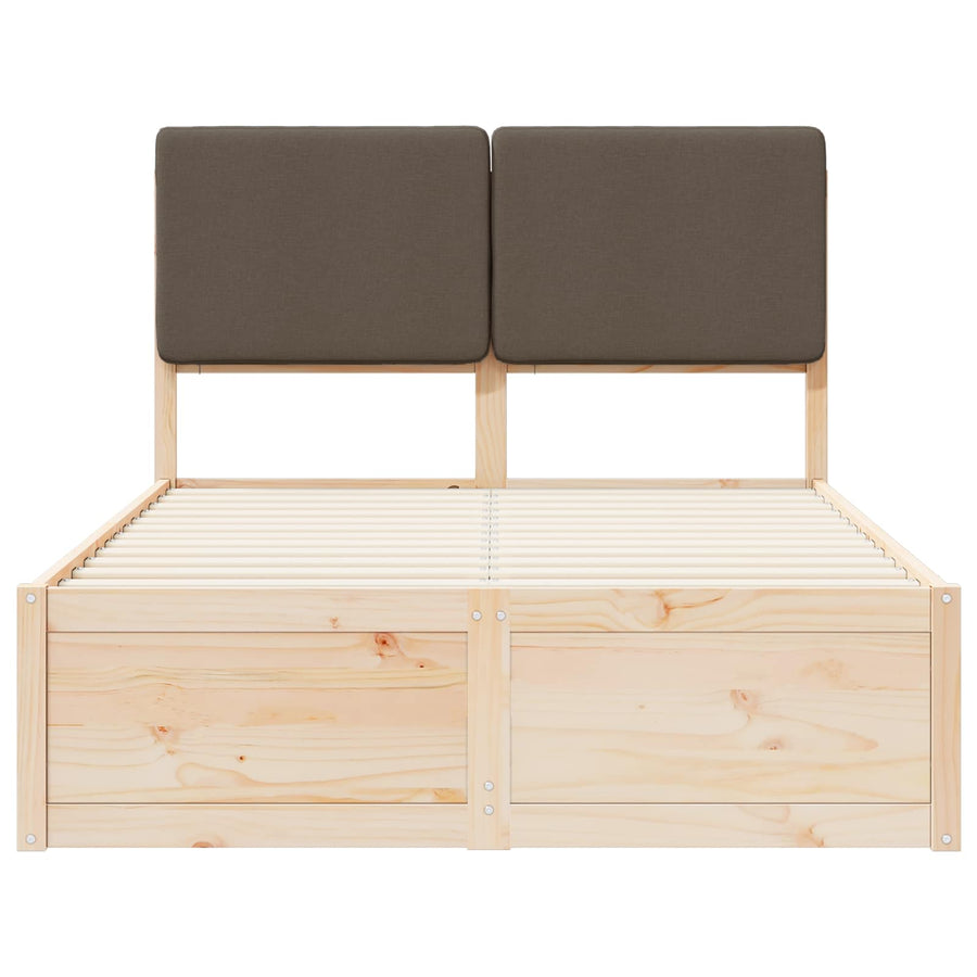 Bedframe Met Gevoerd Hoofdgedeelte 120 x 200 cm Natuurlijk en taupe