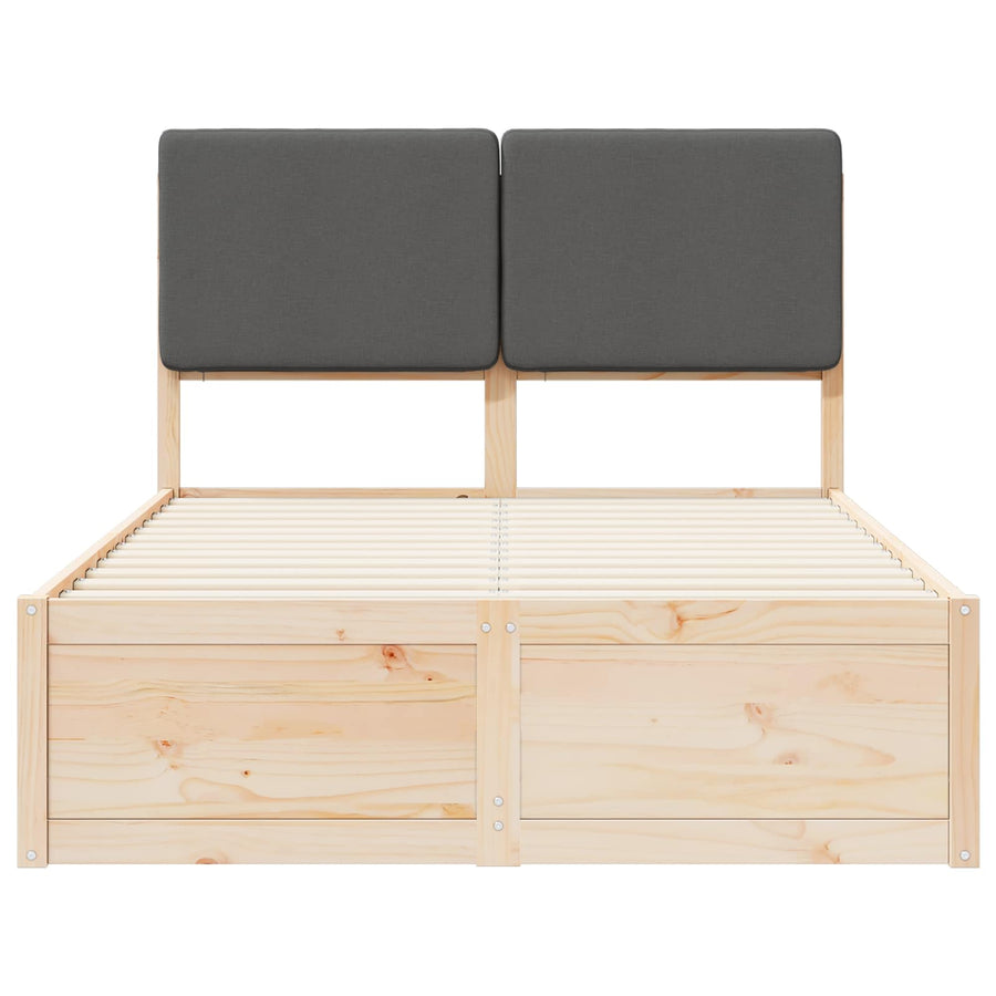 Bedframe Met Gevoerd Hoofdgedeelte 120 x 190 cm Natuurlijk en donkergrijs