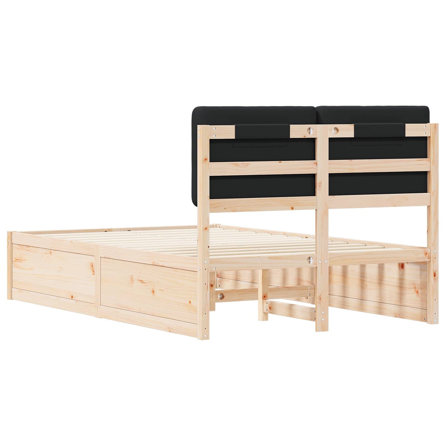 Bedframe Met Gevoerd Hoofdgedeelte 120 x 190 cm Naturel en zwart