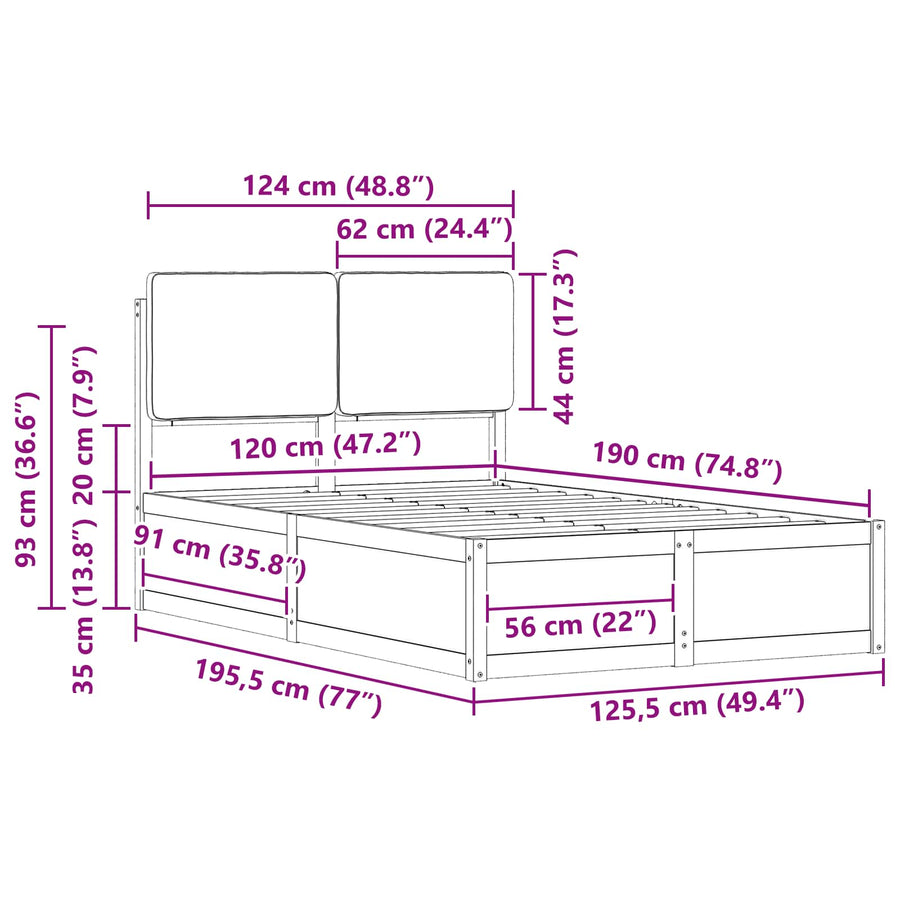 Bedframe met Gevoerd Hoofdgedeelte Taupe 120 x 190 cm