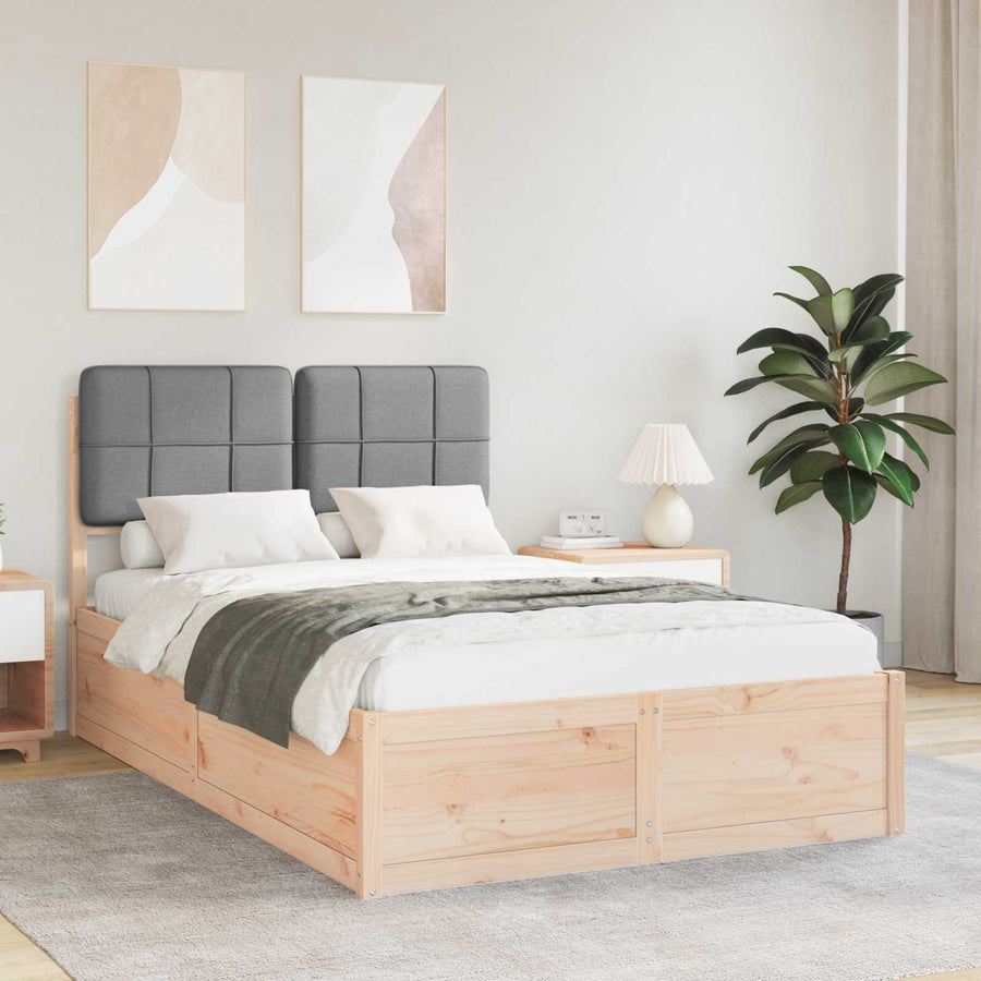 Bedframe Met Gevoerd Hoofdgedeelte 120 x 200 cm Bruin en lichtgrijs