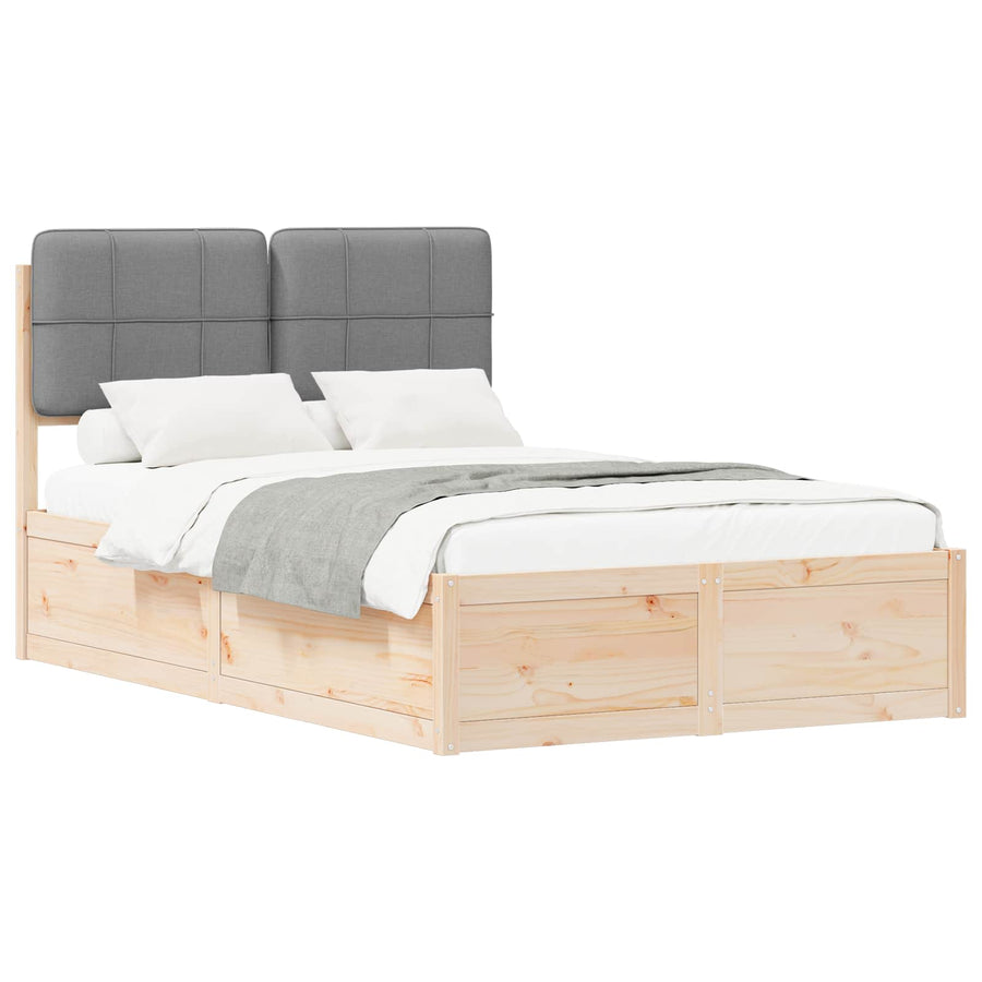 Bedframe Met Gevoerd Hoofdgedeelte 120 x 200 cm Bruin en lichtgrijs