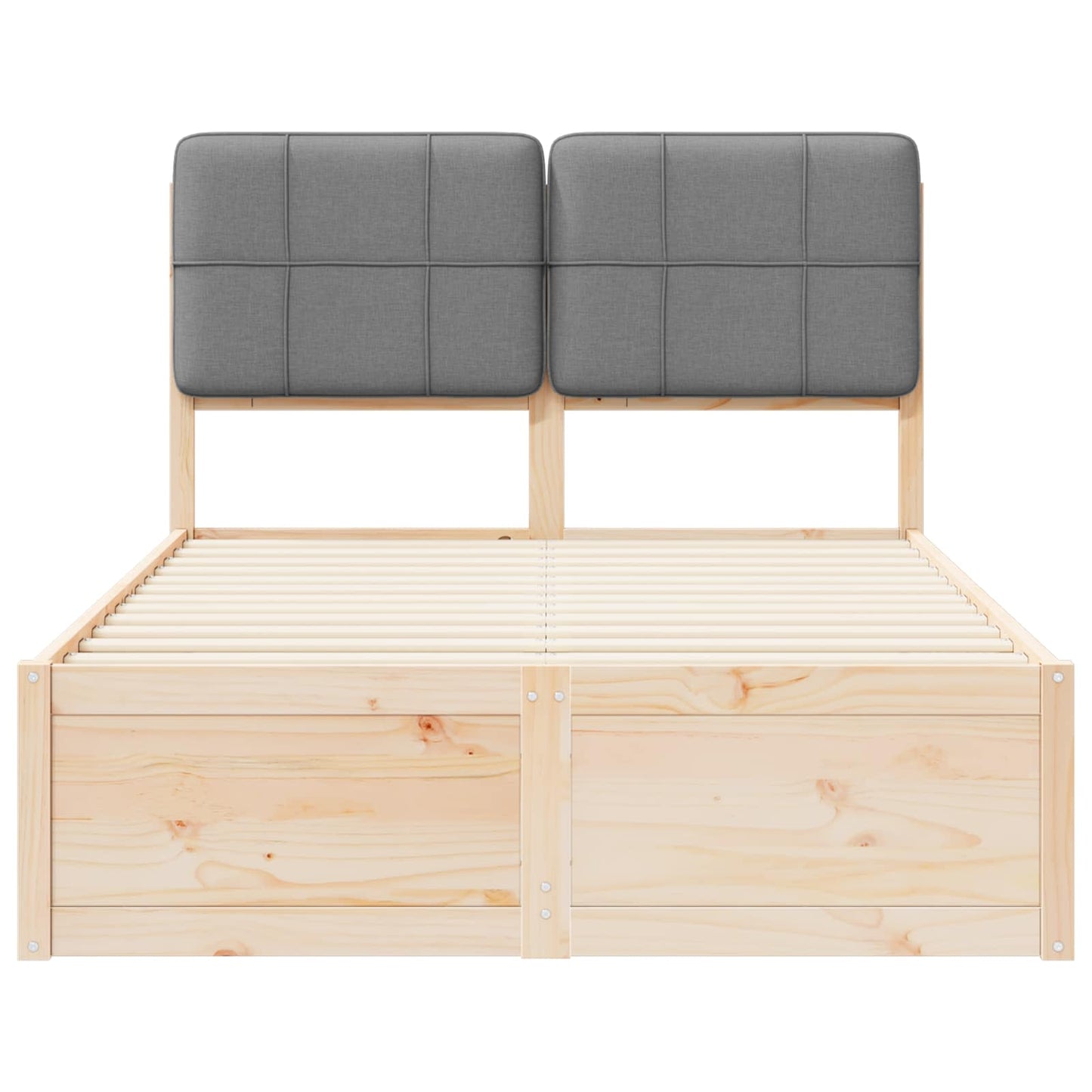 Bedframe Met Gevoerd Hoofdgedeelte 120 x 200 cm Bruin en lichtgrijs