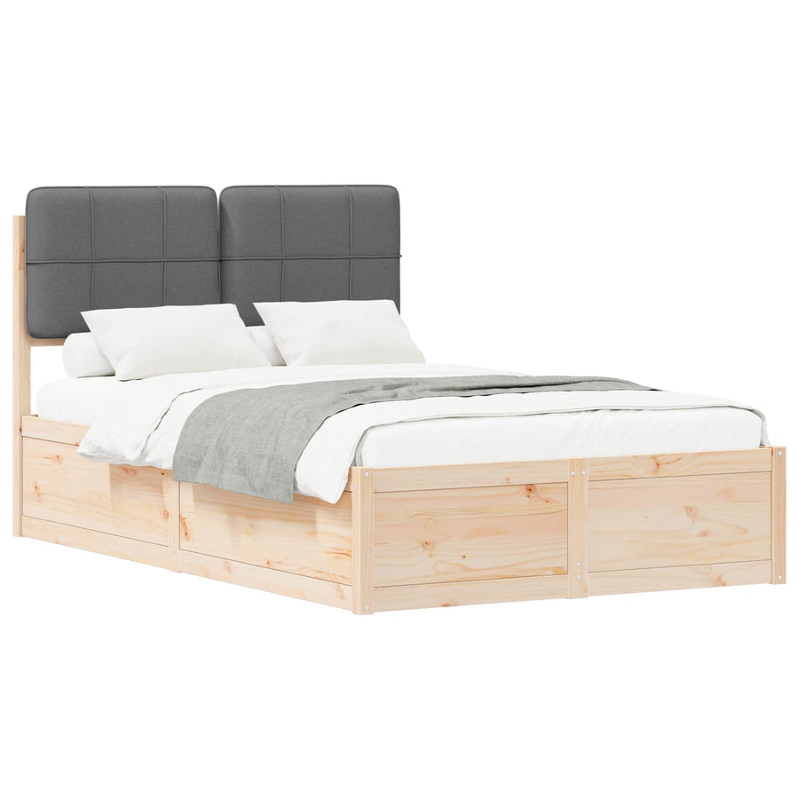 Bedframe Met Gevoerd Hoofdgedeelte 120 x 200 cm Bruin en donkergrijs