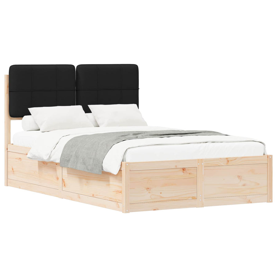 Bedframe Met Gevoerd Hoofdgedeelte 120 x 200 cm Bruin en zwart